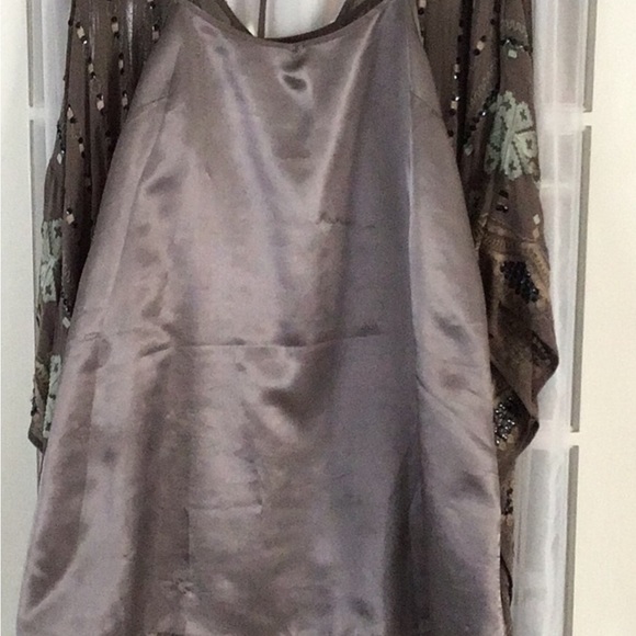 Free People Dress size S/M. Shear with underslip. Taupe. Gorgeous Embroi… - Picture 6 of 9